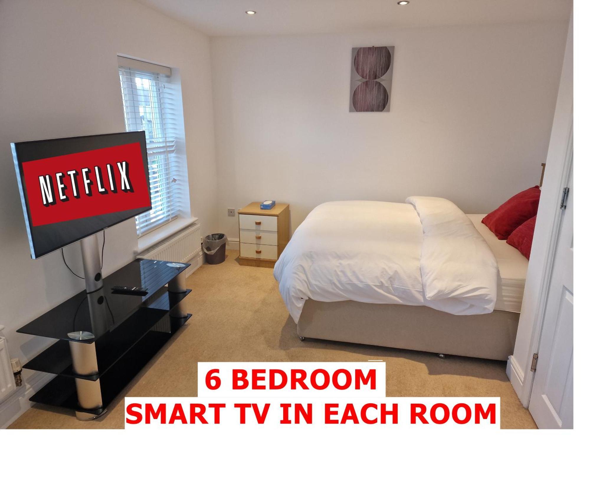 Nightrest Homes 6 Bedroom House- Smart Tv In Each - Parking - Wifi -milton Keynes Apartment Milton Keynes