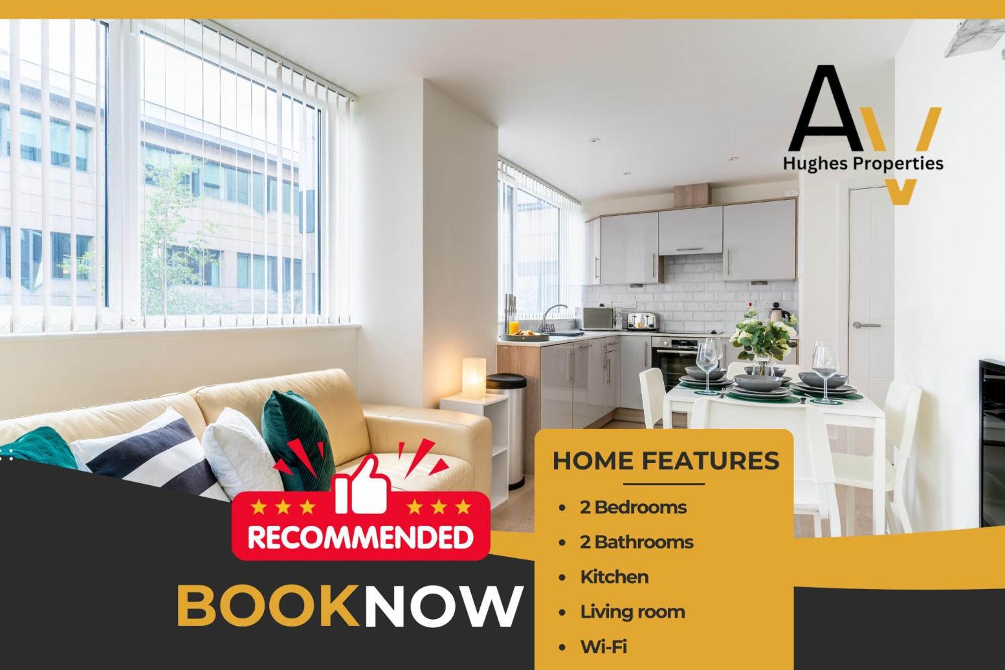 Elegant Two-Bedroom Apartment - Parking, Central, Perfect For Relocation By Av Hughes Properties Milton Keynes