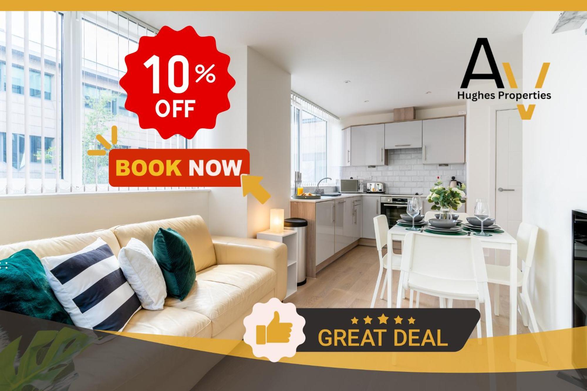 Elegant Two-Bedroom Apartment - Parking, Central, Perfect For Relocation By Av Hughes Properties *